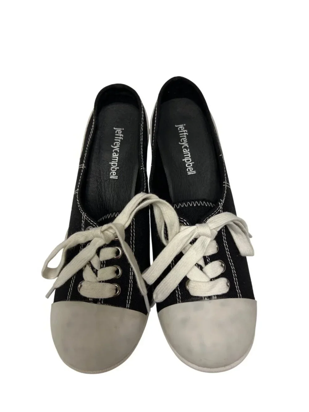 Jeffrey Campbell Sneaker Heels Black White Size 5.5 Platform Sneakers New Flaws